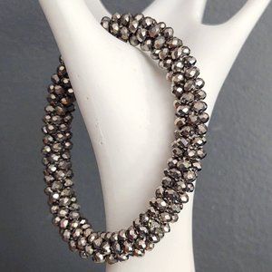 Sparkly gray beaded stretch bracelet
